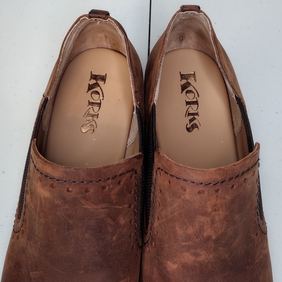 Kork-Ease Brown Leather Boho Low Stacked Heel Slip On Loafers Ankle Booties Sz11 - Picture 8 of 13
